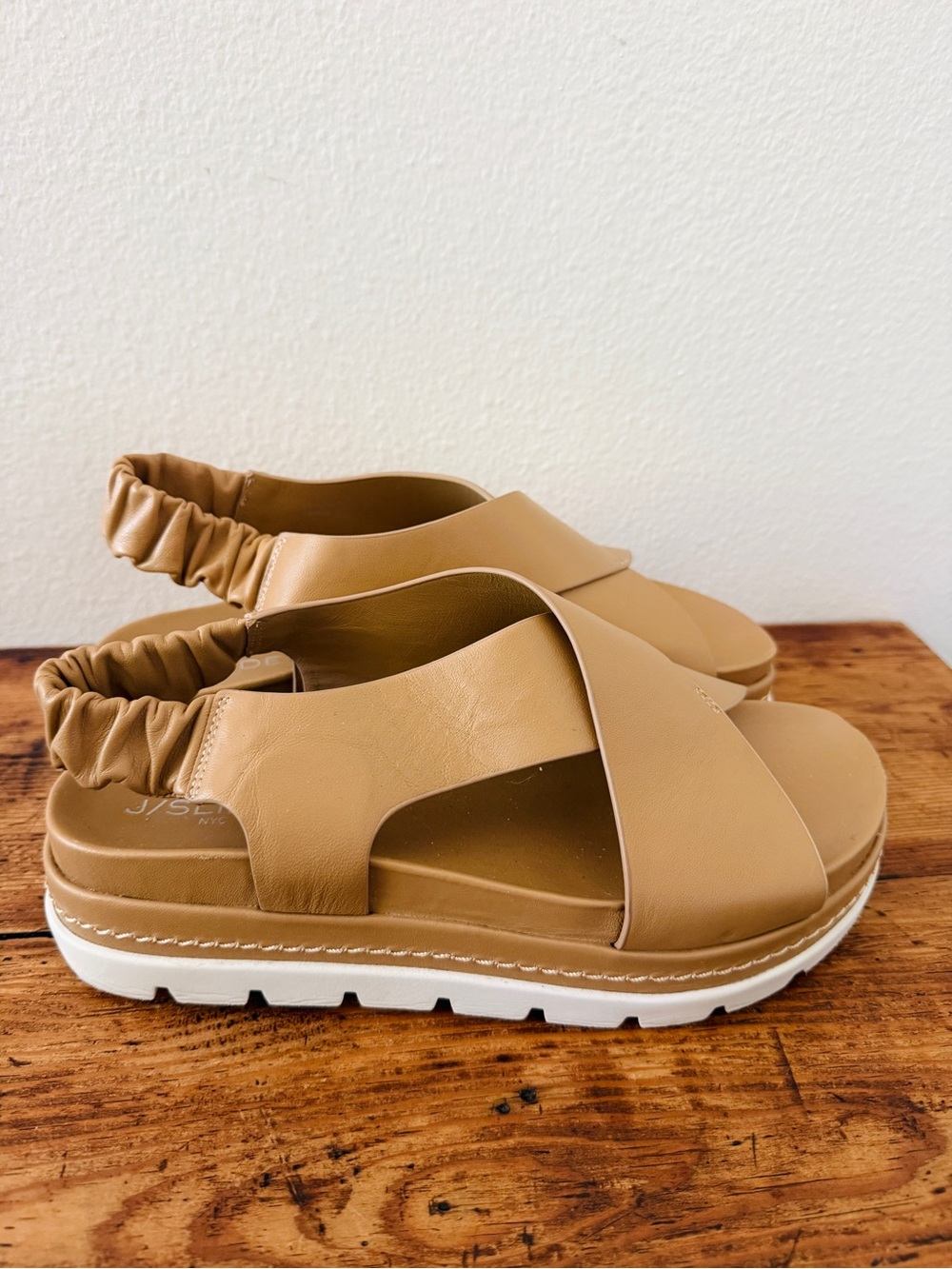 J/SLIDES Resa Cross Strap Sandals - Beige Tan - Picture 3 of 7